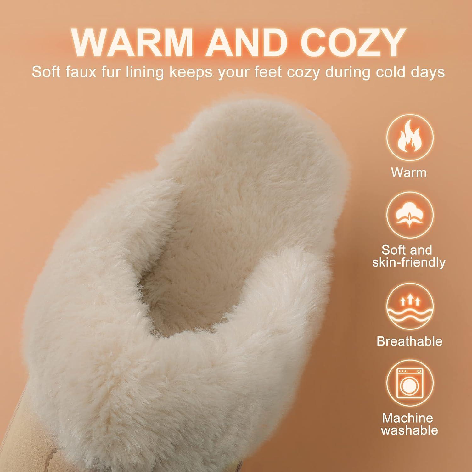 imageDREAM PAIRS Womens House Slippers Indoor Fuzzy Fluffy Furry Cozy Home Bedroom Comfy Winter Cute Warm Outdoor Shoes FuzzyEasySand