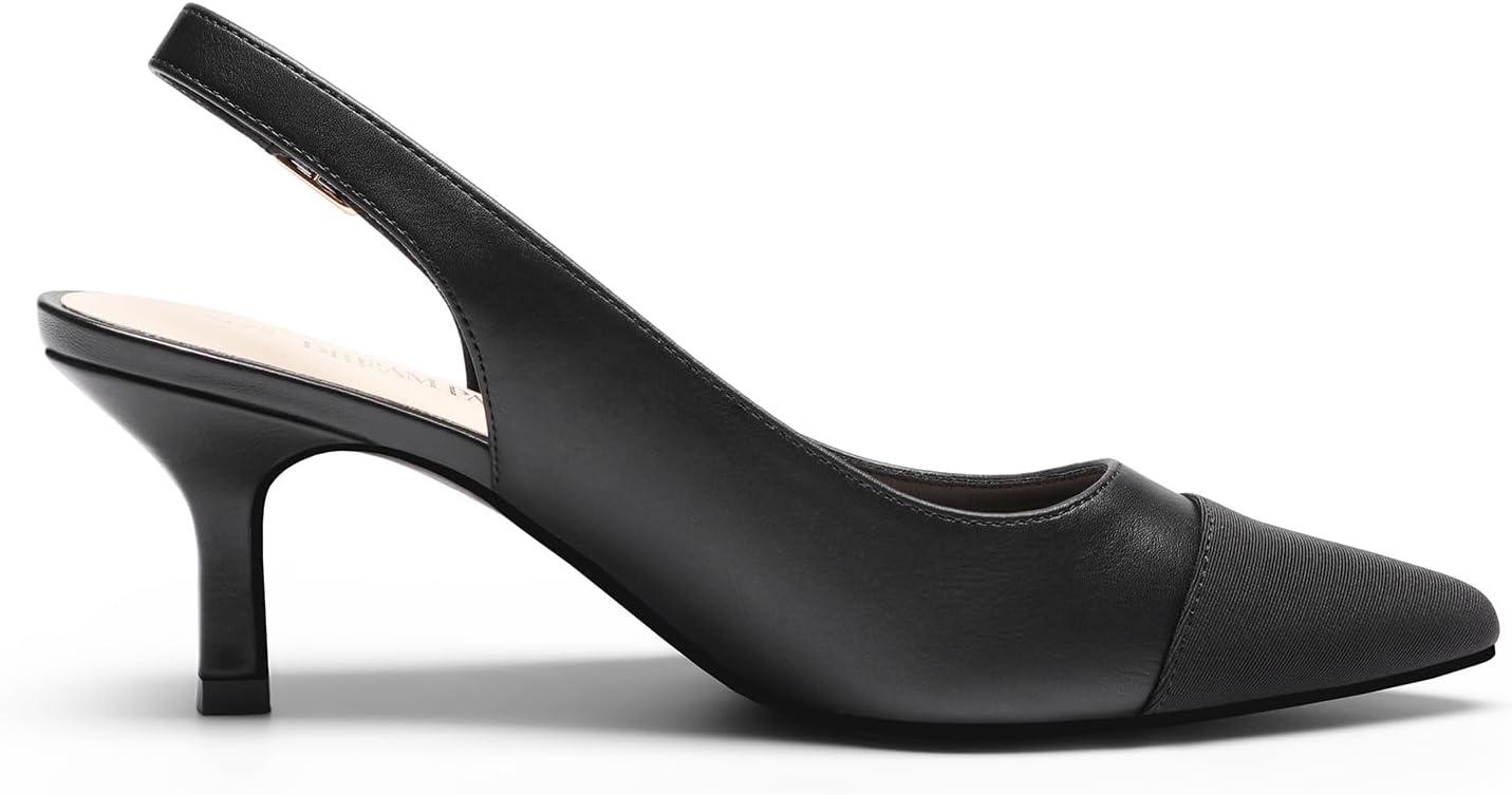 imageDREAM PAIRS Womens Kitten Heel Slingback Pointed Closed Toe Low Stiletto Heels Dress Bridal Elegant Wedding Pumps ShoesAll Black