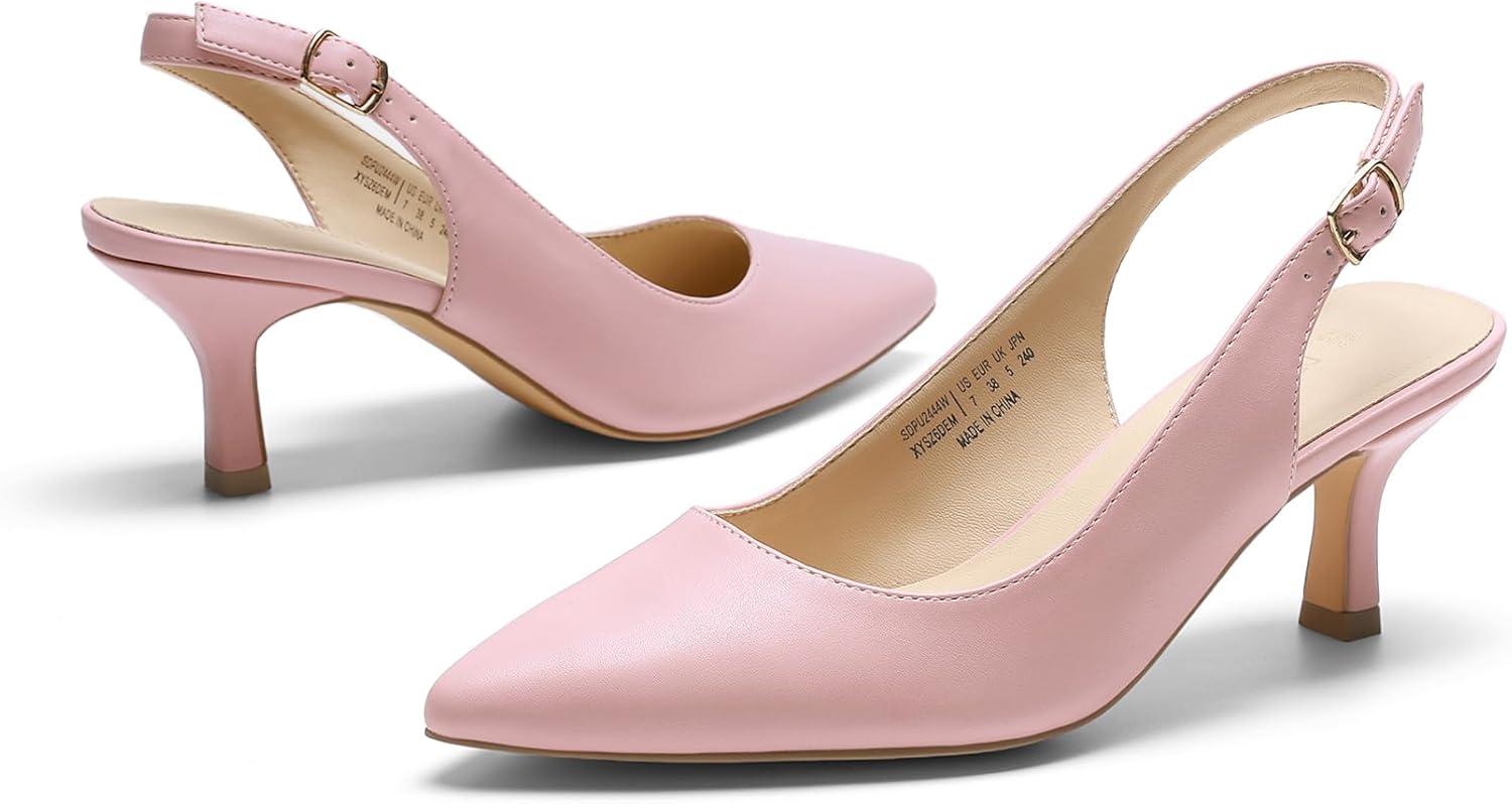 imageDREAM PAIRS Womens Kitten Heel Slingback Pointed Closed Toe Low Stiletto Heels Dress Bridal Elegant Wedding Pumps ShoesPinkpu