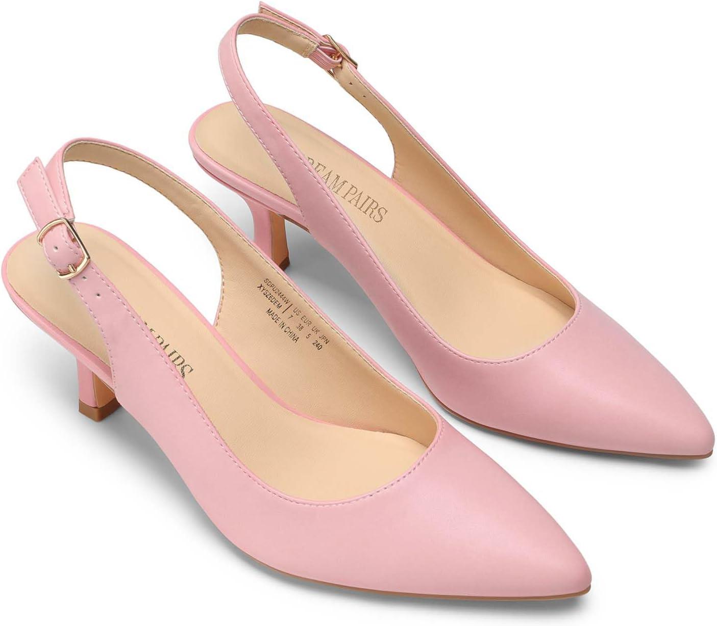 imageDREAM PAIRS Womens Kitten Heel Slingback Pointed Closed Toe Low Stiletto Heels Dress Bridal Elegant Wedding Pumps ShoesPinkpu