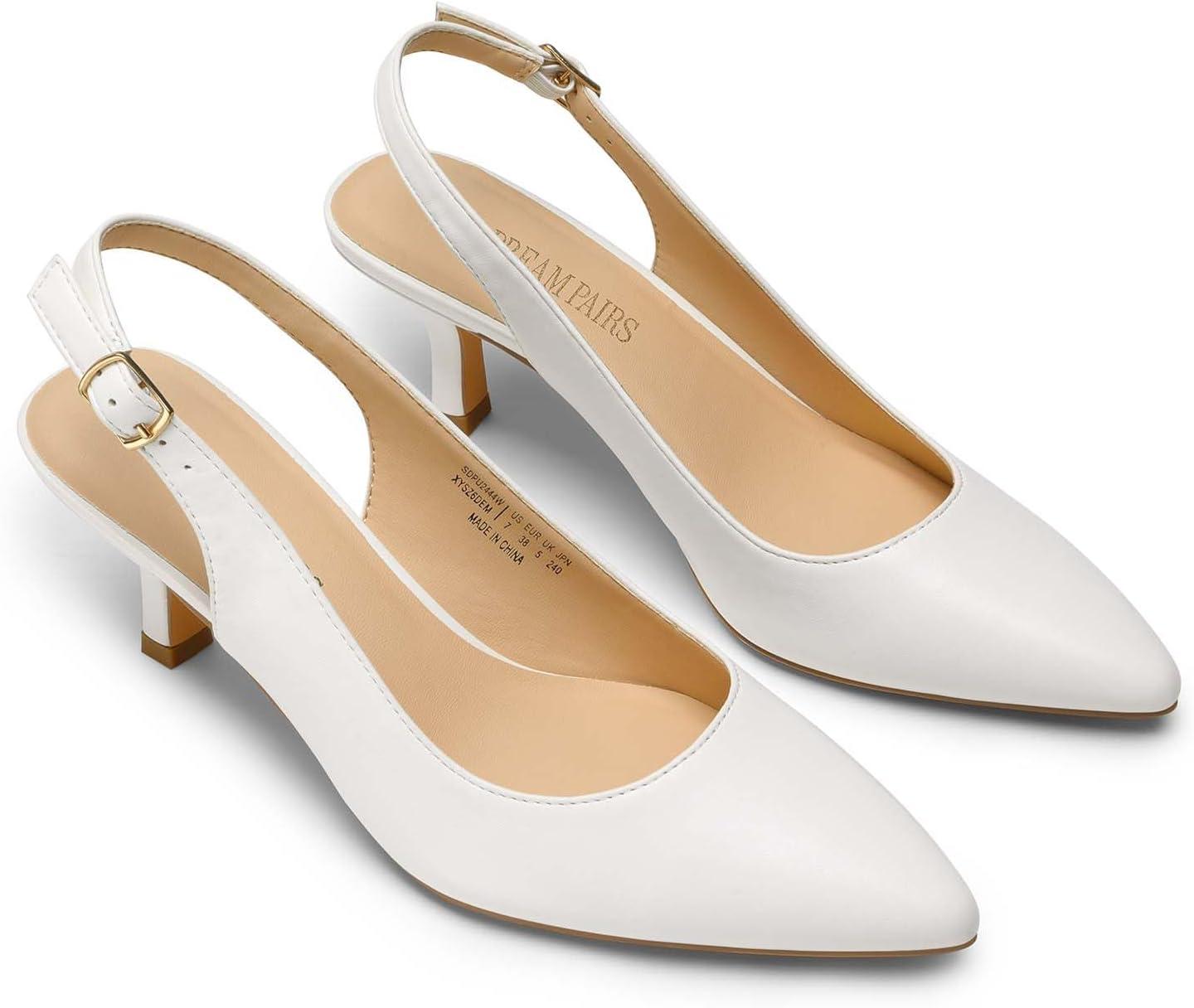 imageDREAM PAIRS Womens Kitten Heel Slingback Pointed Closed Toe Low Stiletto Heels Dress Bridal Elegant Wedding Pumps ShoesWhitepu