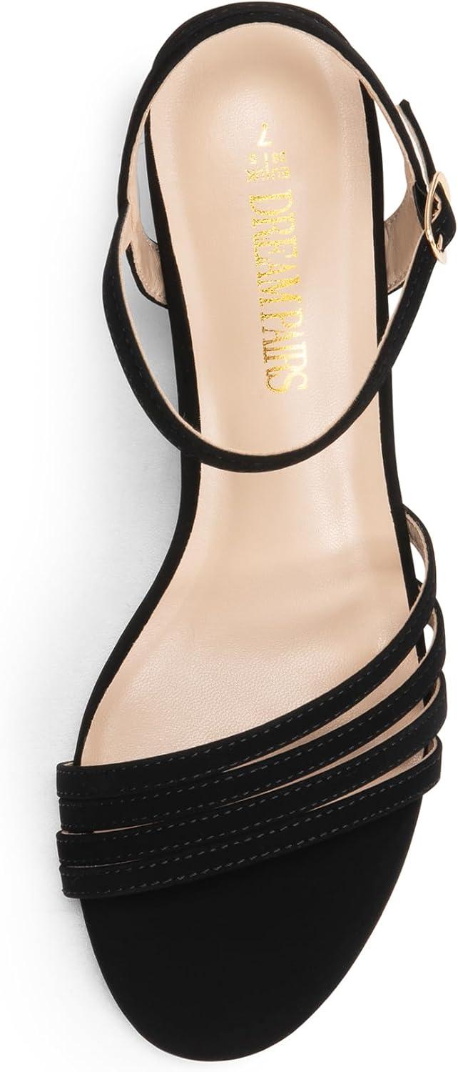 imageDREAM PAIRS Womens Kitten Heels Open Round Toe Comfortable Strappy Heels for Dressy Wedding Party Evening SandalsBlacknubuck