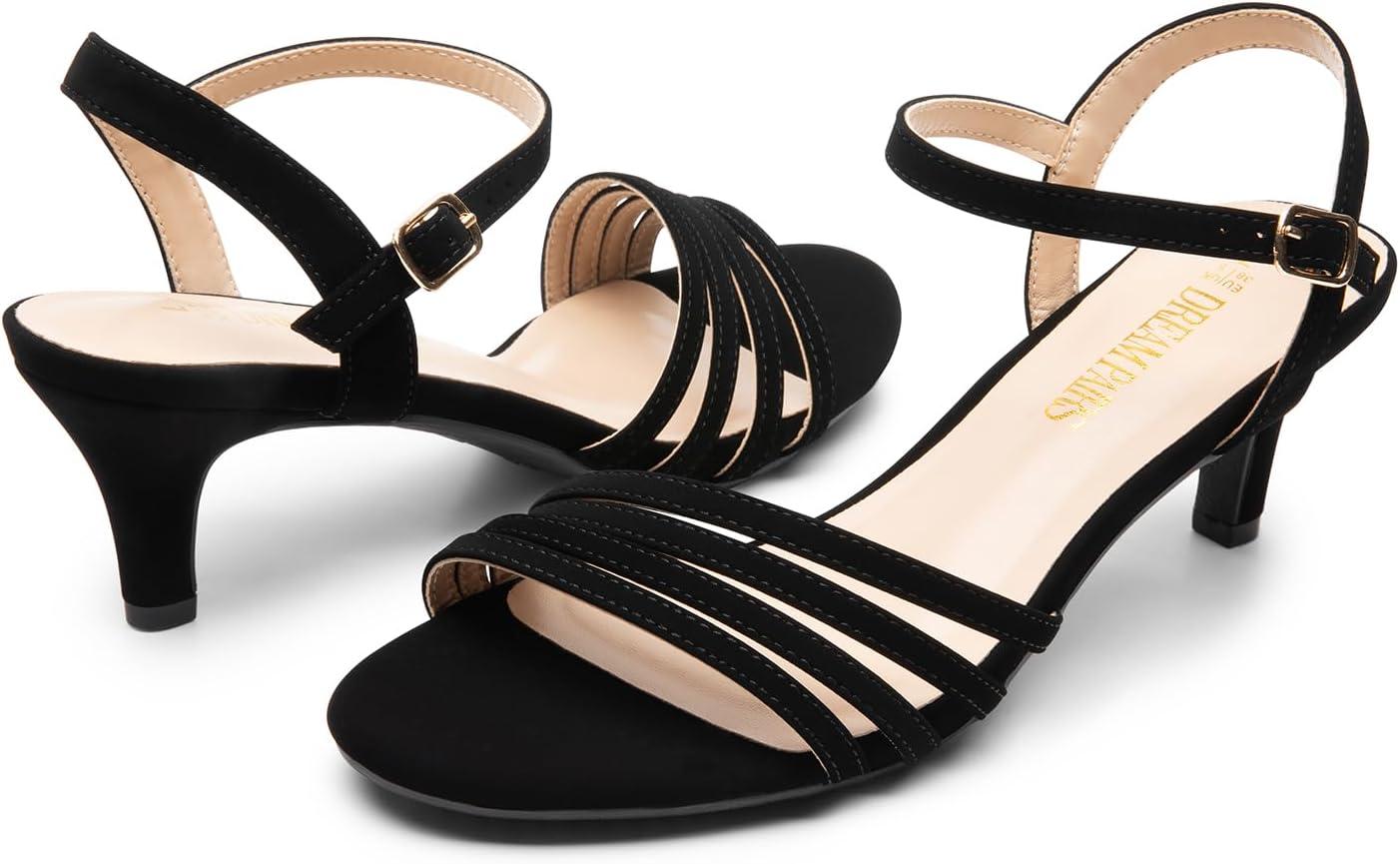 imageDREAM PAIRS Womens Kitten Heels Open Round Toe Comfortable Strappy Heels for Dressy Wedding Party Evening SandalsBlacknubuck