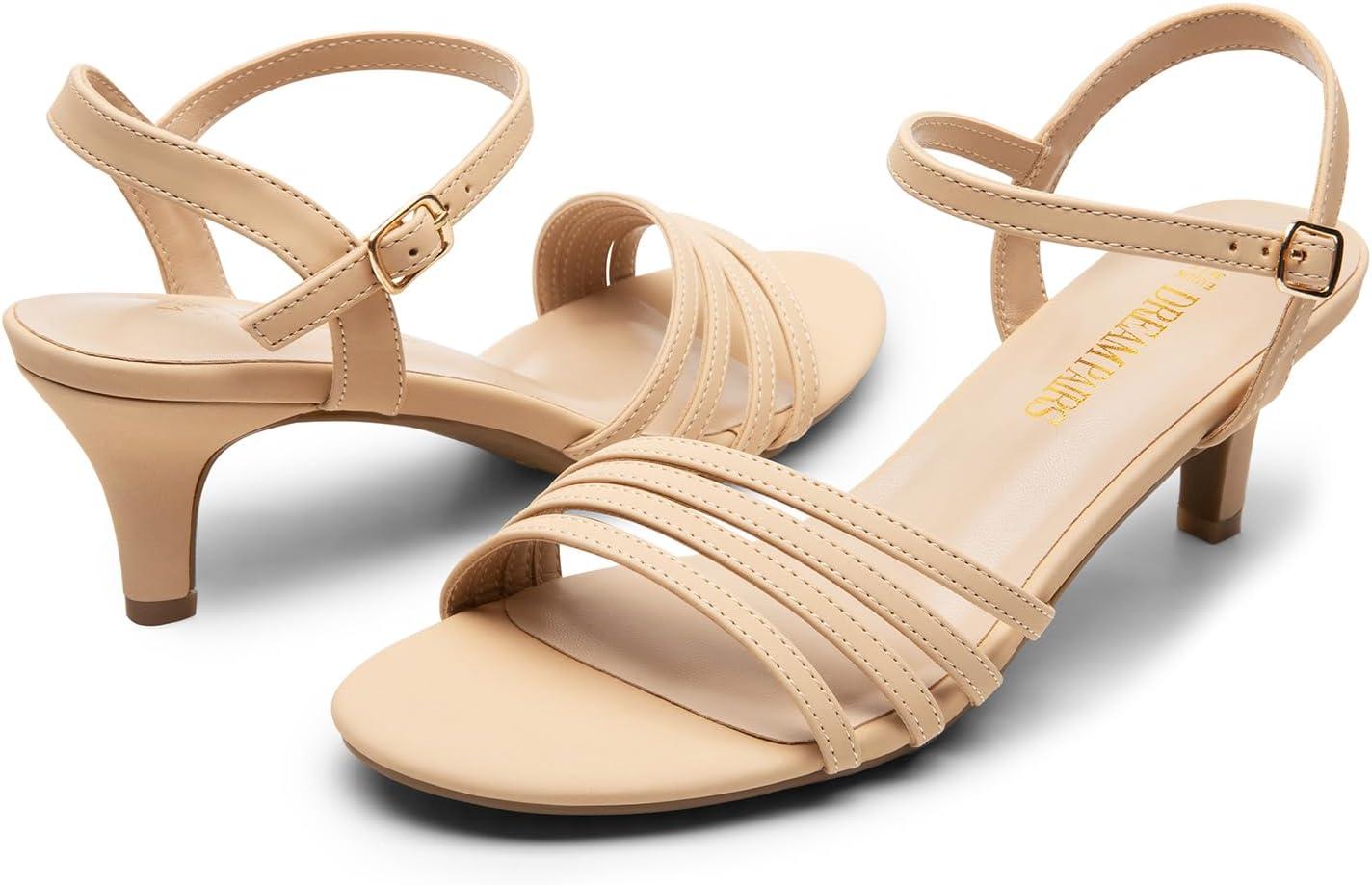 imageDREAM PAIRS Womens Kitten Heels Open Round Toe Comfortable Strappy Heels for Dressy Wedding Party Evening SandalsNudenubuck