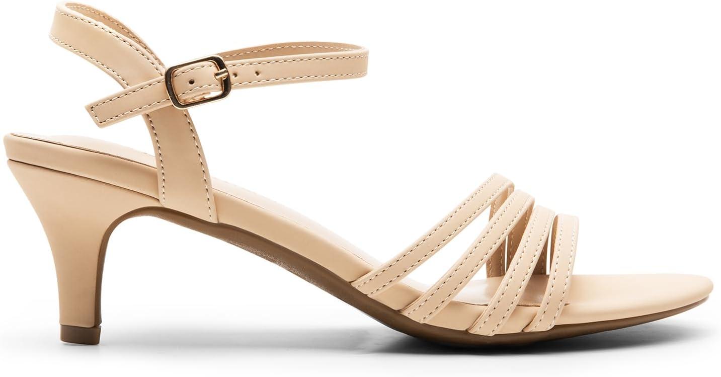 imageDREAM PAIRS Womens Kitten Heels Open Round Toe Comfortable Strappy Heels for Dressy Wedding Party Evening SandalsNudenubuck