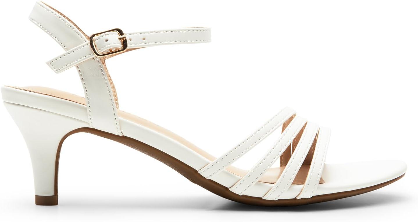 imageDREAM PAIRS Womens Kitten Heels Open Round Toe Comfortable Strappy Heels for Dressy Wedding Party Evening SandalsWhitepu