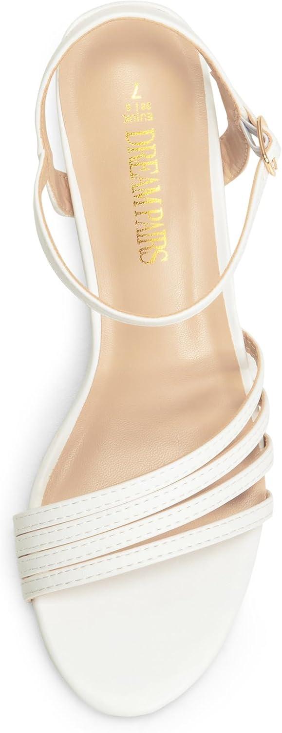 imageDREAM PAIRS Womens Kitten Heels Open Round Toe Comfortable Strappy Heels for Dressy Wedding Party Evening SandalsWhitepu