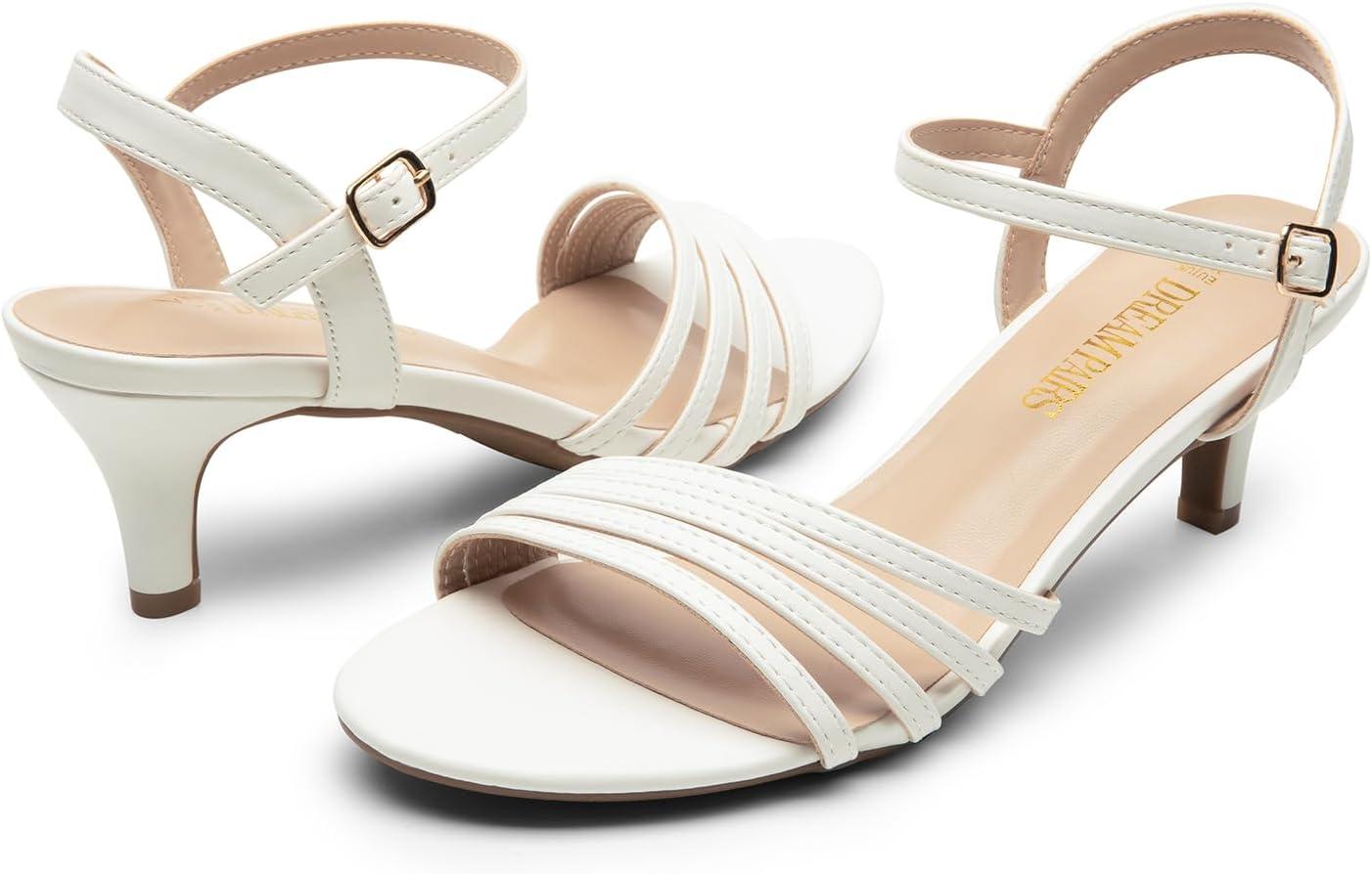 imageDREAM PAIRS Womens Kitten Heels Open Round Toe Comfortable Strappy Heels for Dressy Wedding Party Evening SandalsWhitepu