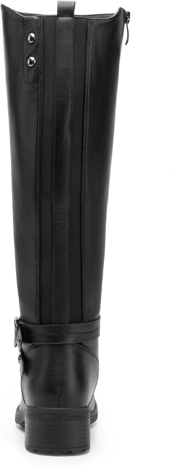 imageDREAM PAIRS Womens Knee High Boots Buckle Riding BootsBlacku
