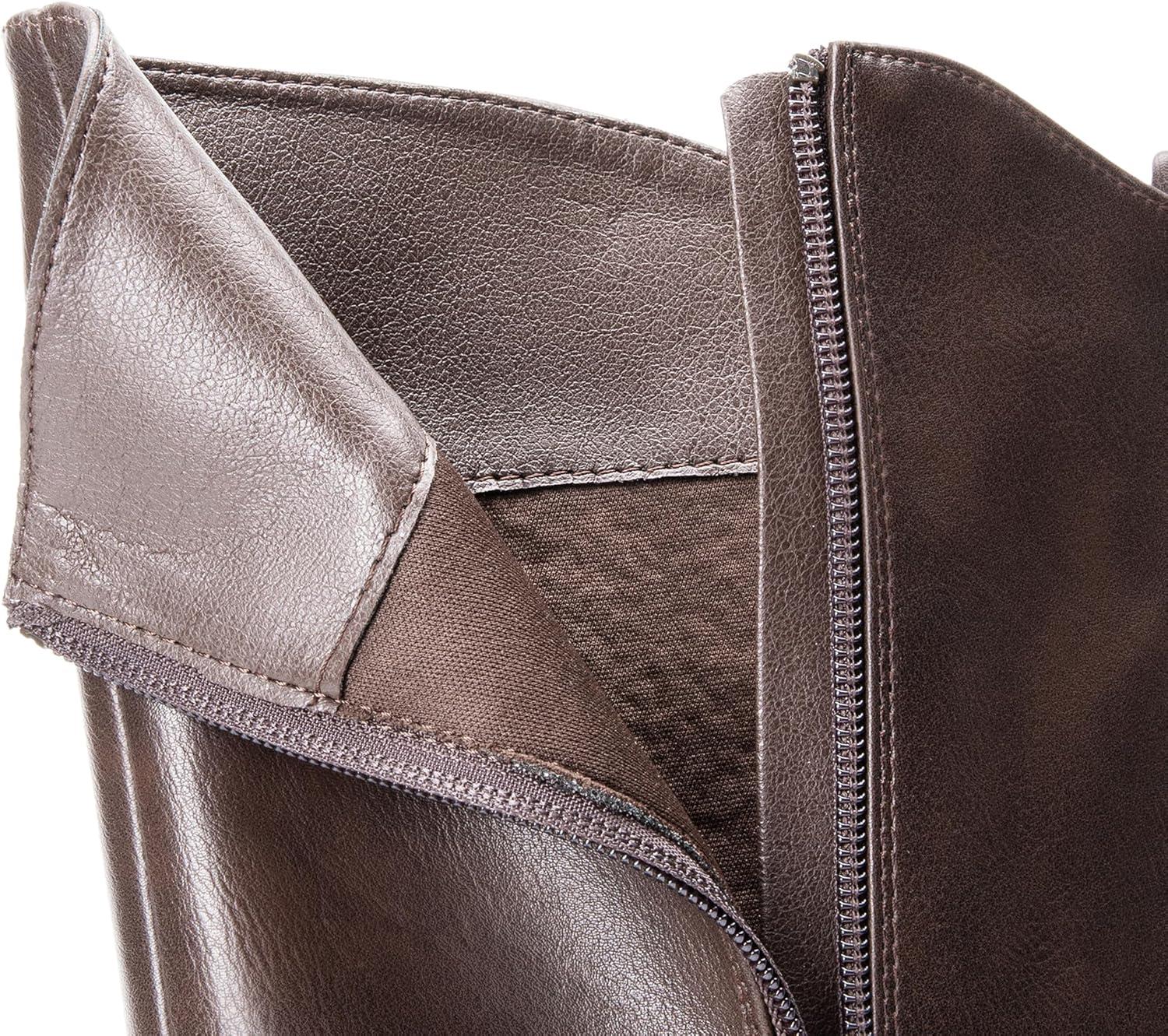 imageDREAM PAIRS Womens Knee High Boots Buckle Riding BootsBrown1