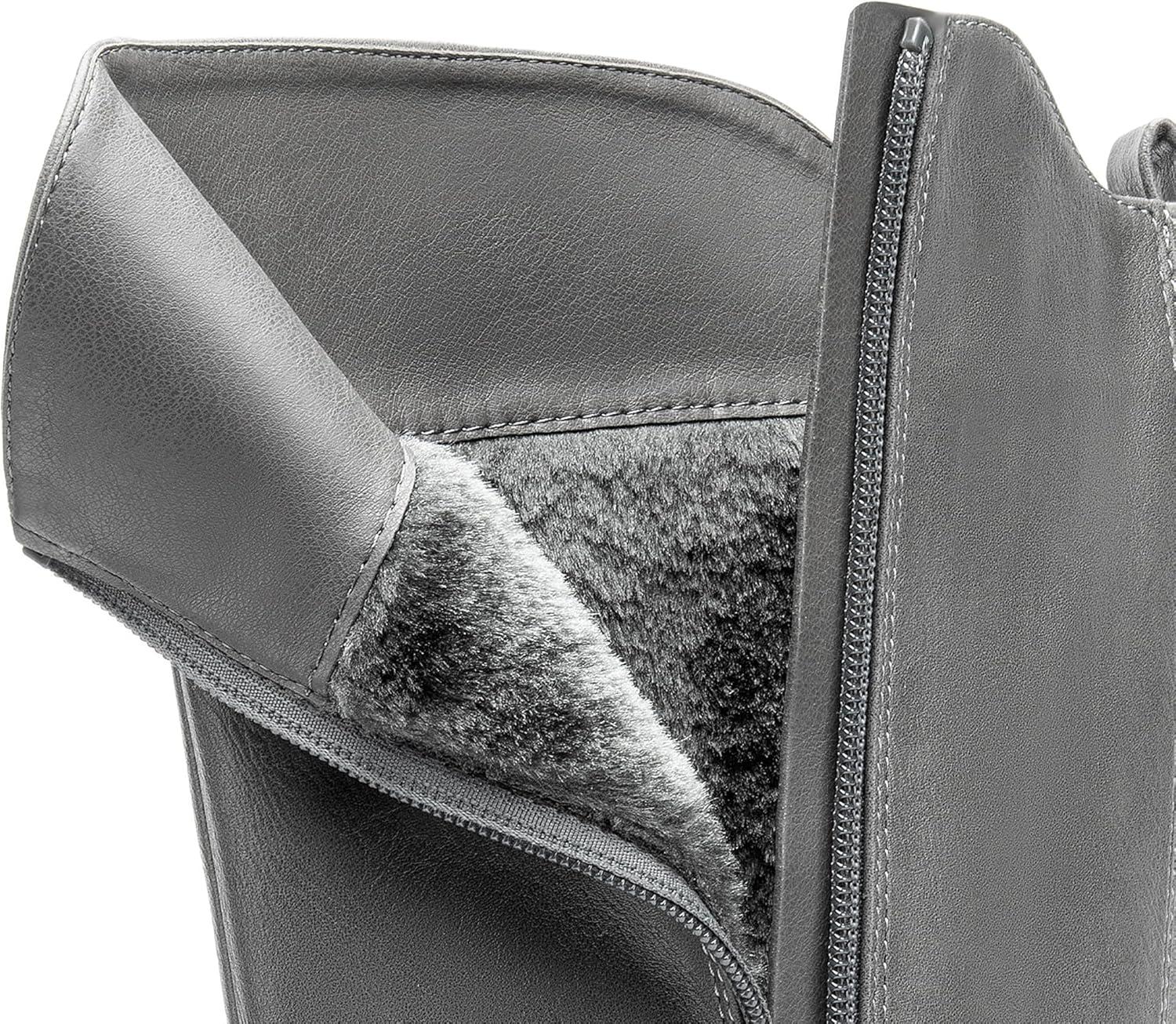 imageDREAM PAIRS Womens Knee High Boots Buckle Riding BootsGrey