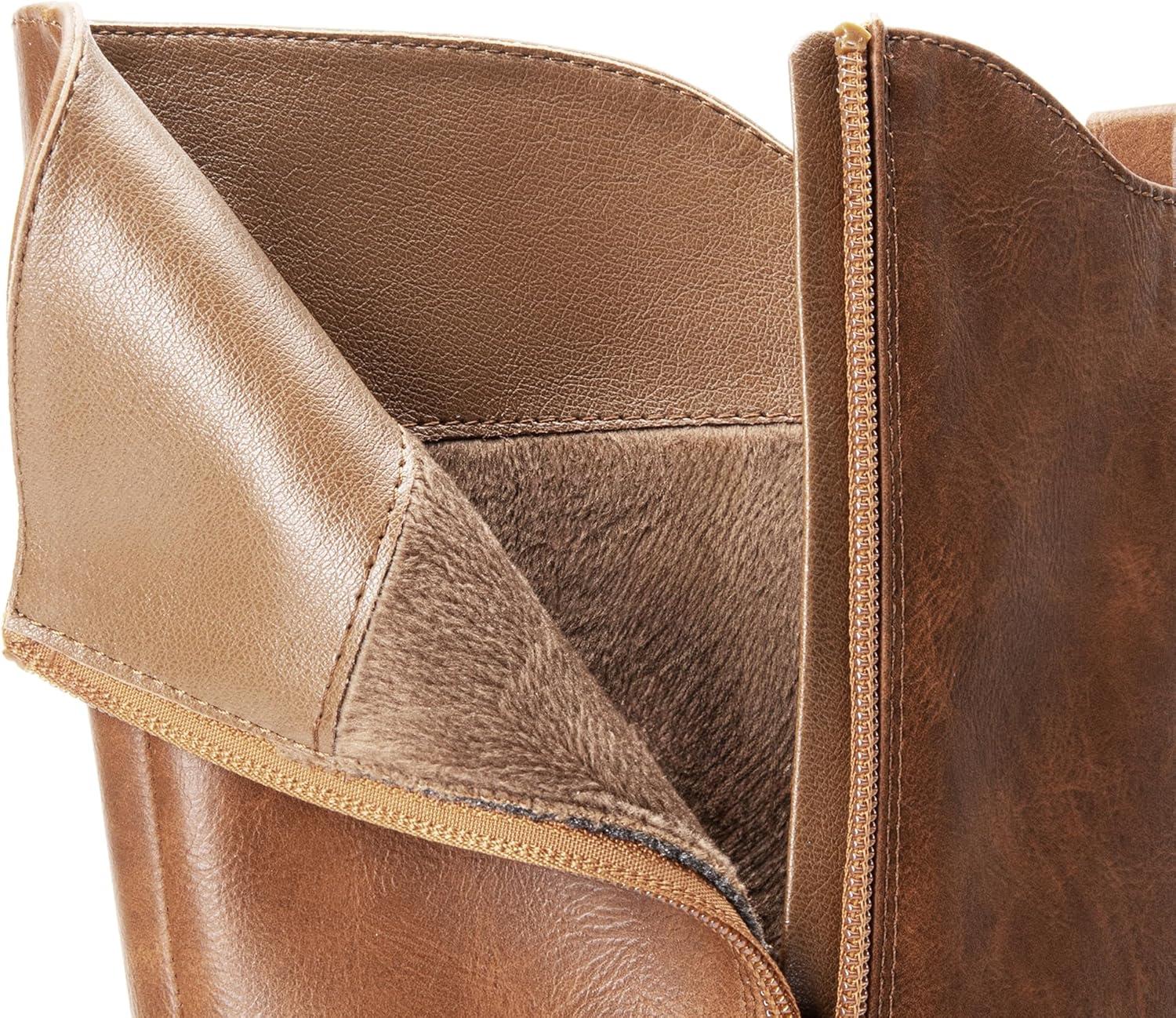 imageDREAM PAIRS Womens Knee High Boots Buckle Riding BootsLight Brown