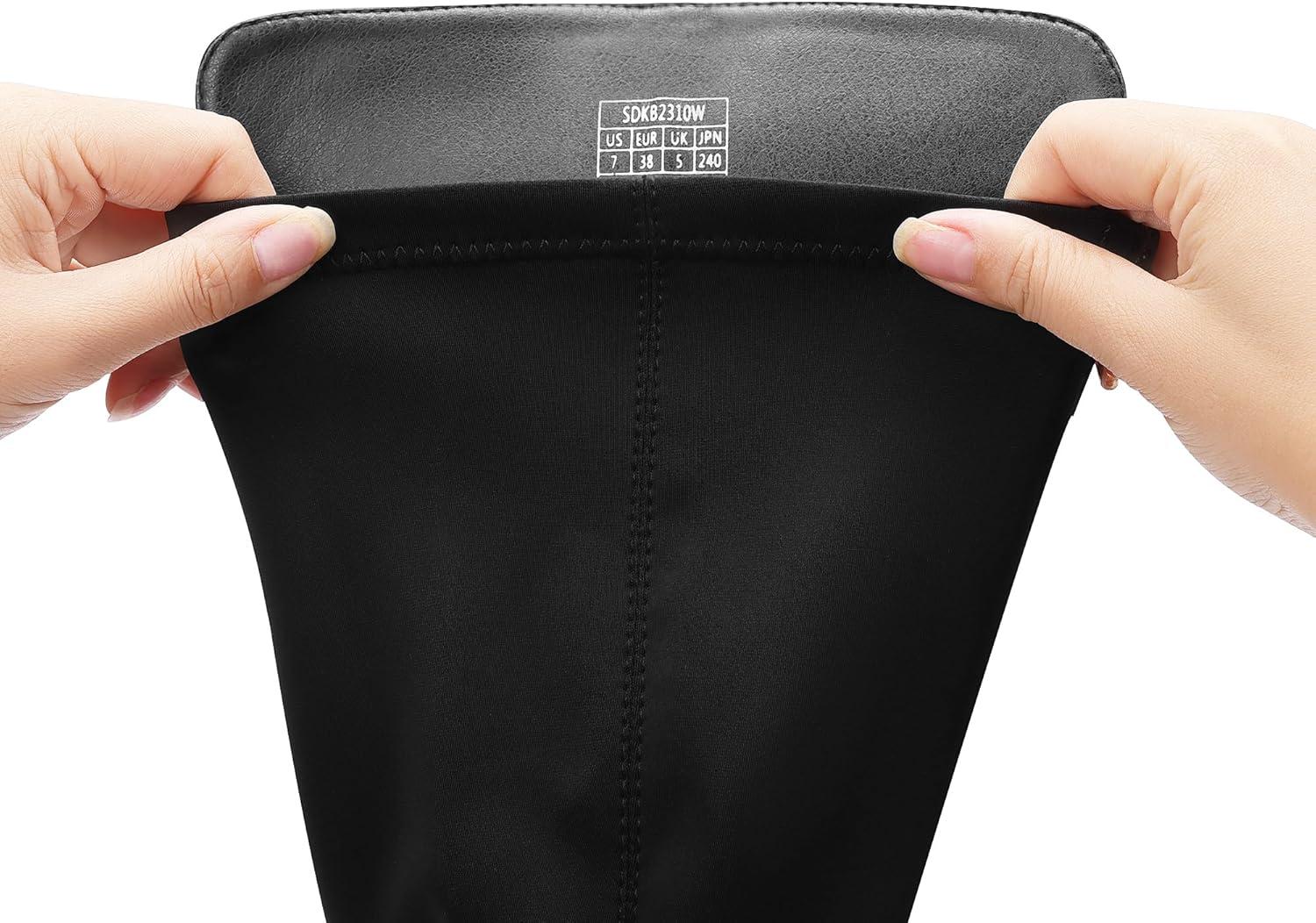 imageDREAM PAIRS Womens Knee High Boots Comfortable Platform Round Toe Stretch Boots for WomenBlack