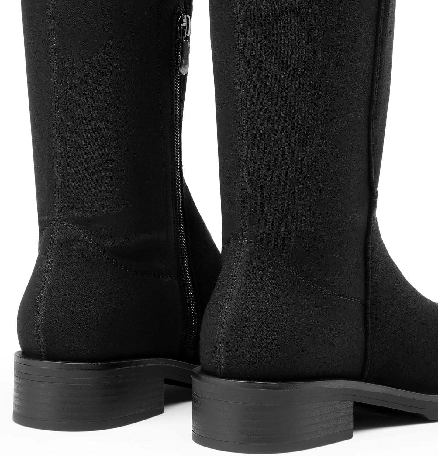 imageDREAM PAIRS Womens Knee High Boots Platform Chunky Heel Thigh High Fashion Over The Knee Boots SDOB2407WBlacksuede