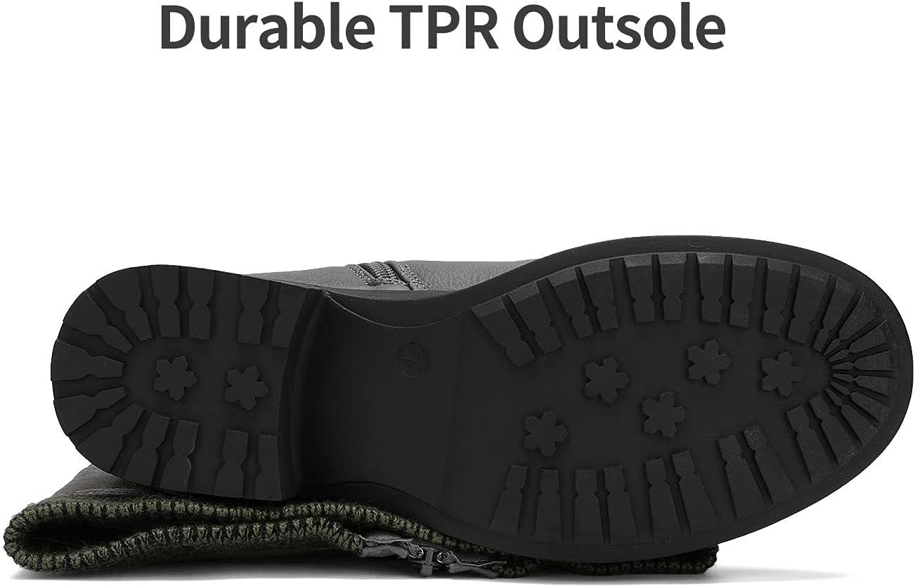 imageDREAM PAIRS Womens Knee High Boots Wide Calf Low Heel Riding Boots Fall Tall Boots for WomenGrey Puwidecalf