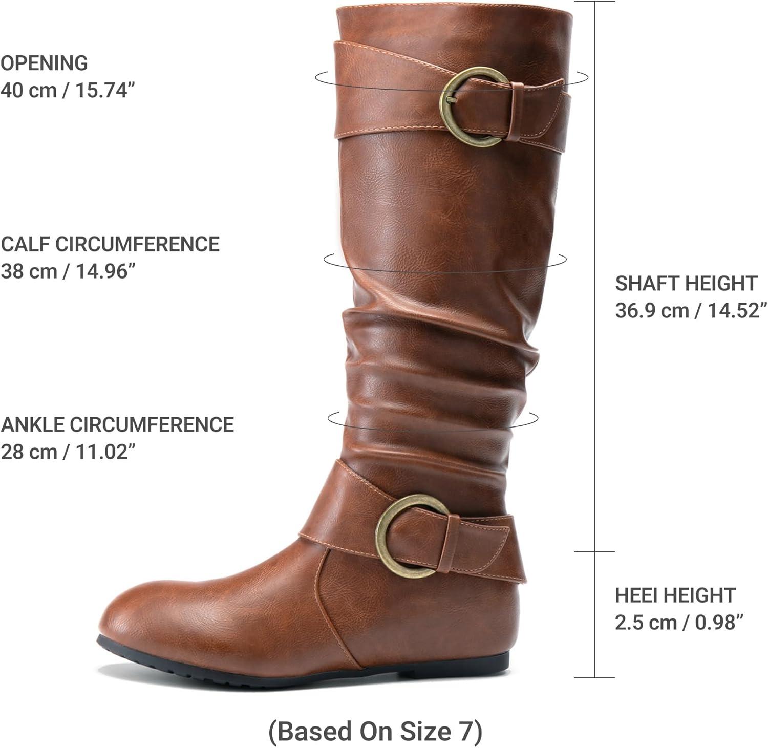 imageDREAM PAIRS Womens Knee High Low Hidden Wedge Boots Suede Faux Fur Lining Side Zipper Knee High Buckle BootsLight Brown