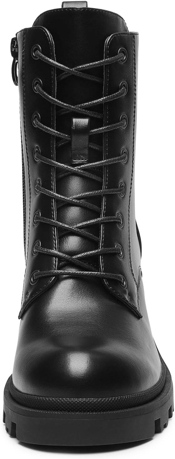 imageDREAM PAIRS Womens Lace Up Combat Ankle Boots Fashion Low Chunky Heel Lug Sole Fall Heeled Booties ShoesBlack