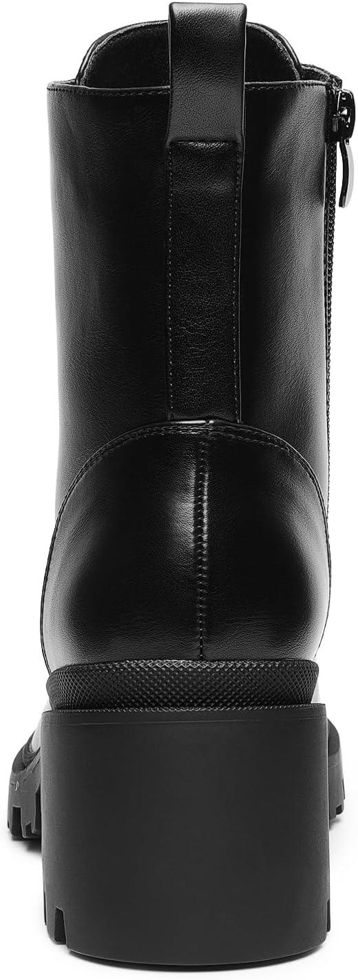 imageDREAM PAIRS Womens Lace Up Combat Ankle Boots Fashion Low Chunky Heel Lug Sole Fall Heeled Booties ShoesBlack