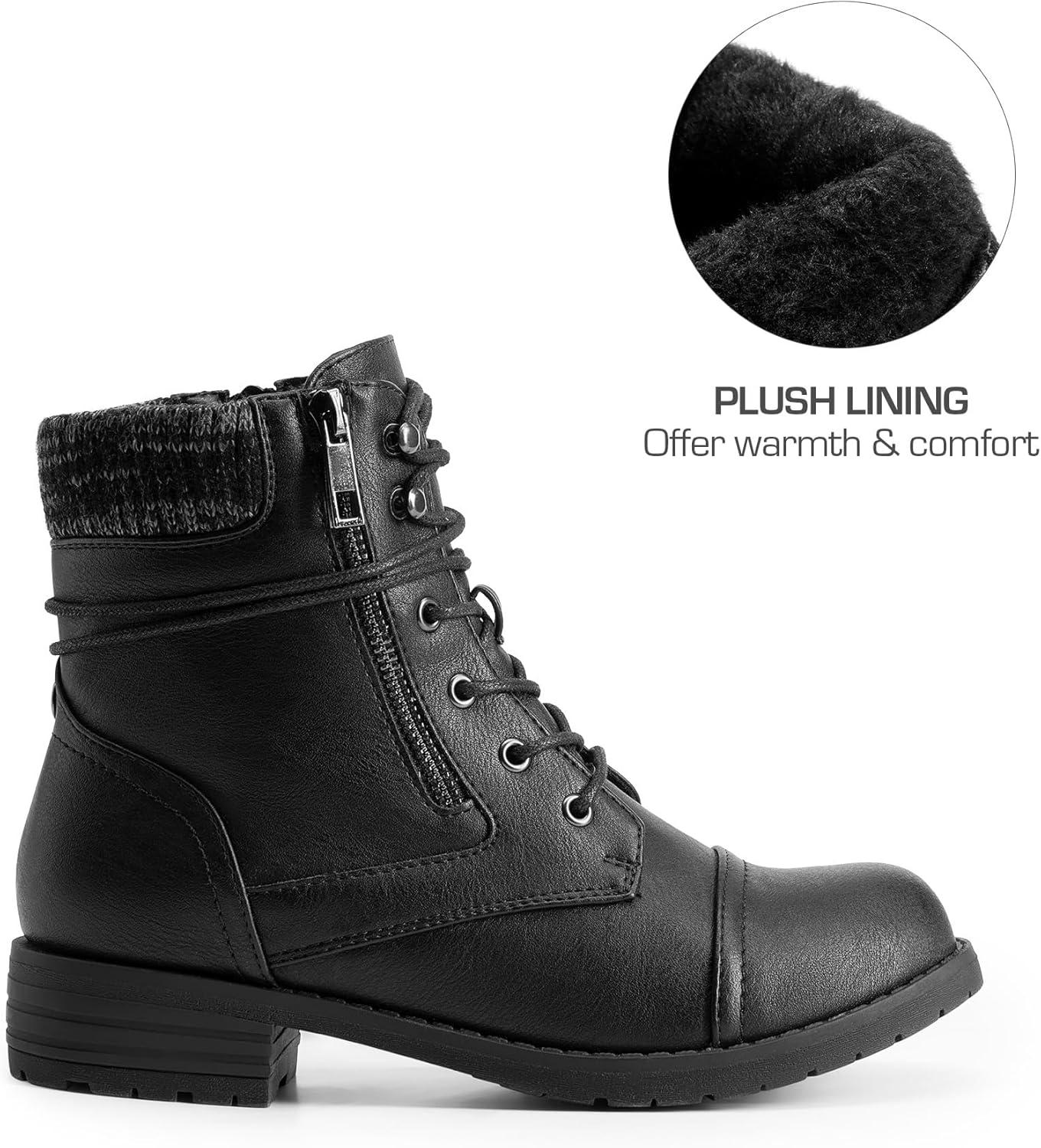 imageDREAM PAIRS Womens Lace Up Combat boots Ankle BootiesBlack