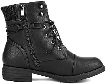 imageDREAM PAIRS Womens Lace Up Combat boots Ankle BootiesBlack