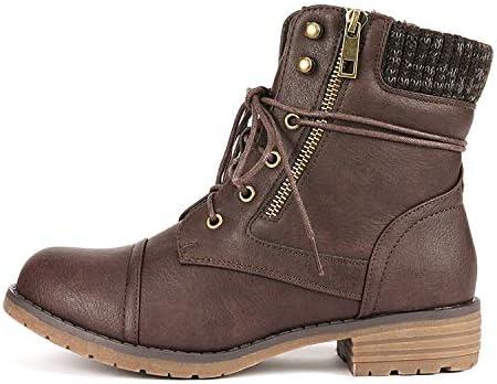 imageDREAM PAIRS Womens Lace Up Combat boots Ankle BootiesBrown