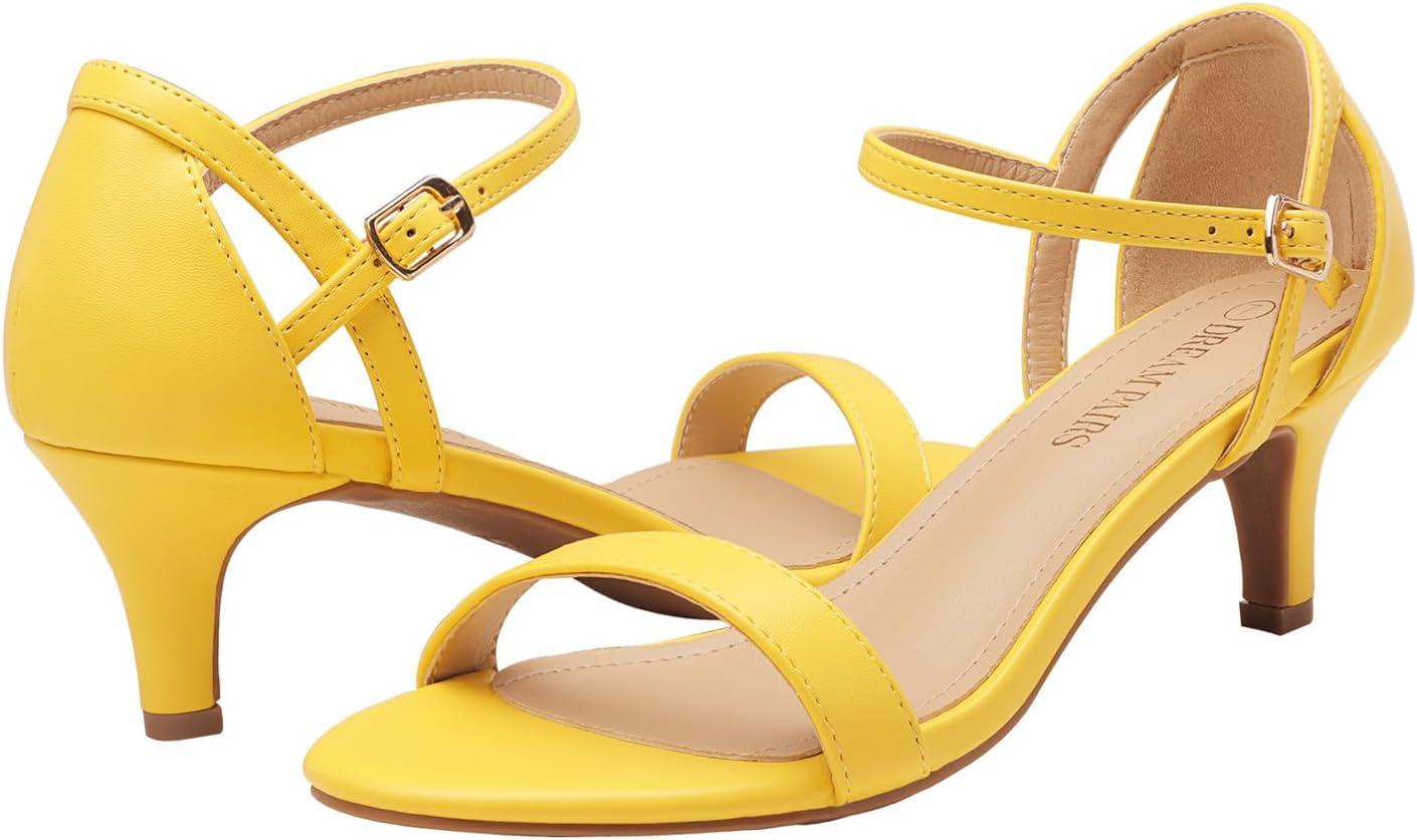 imageDREAM PAIRS Womens Lexii Fashion Stilettos Open Toe Pump Heel SandalsYellow Pu