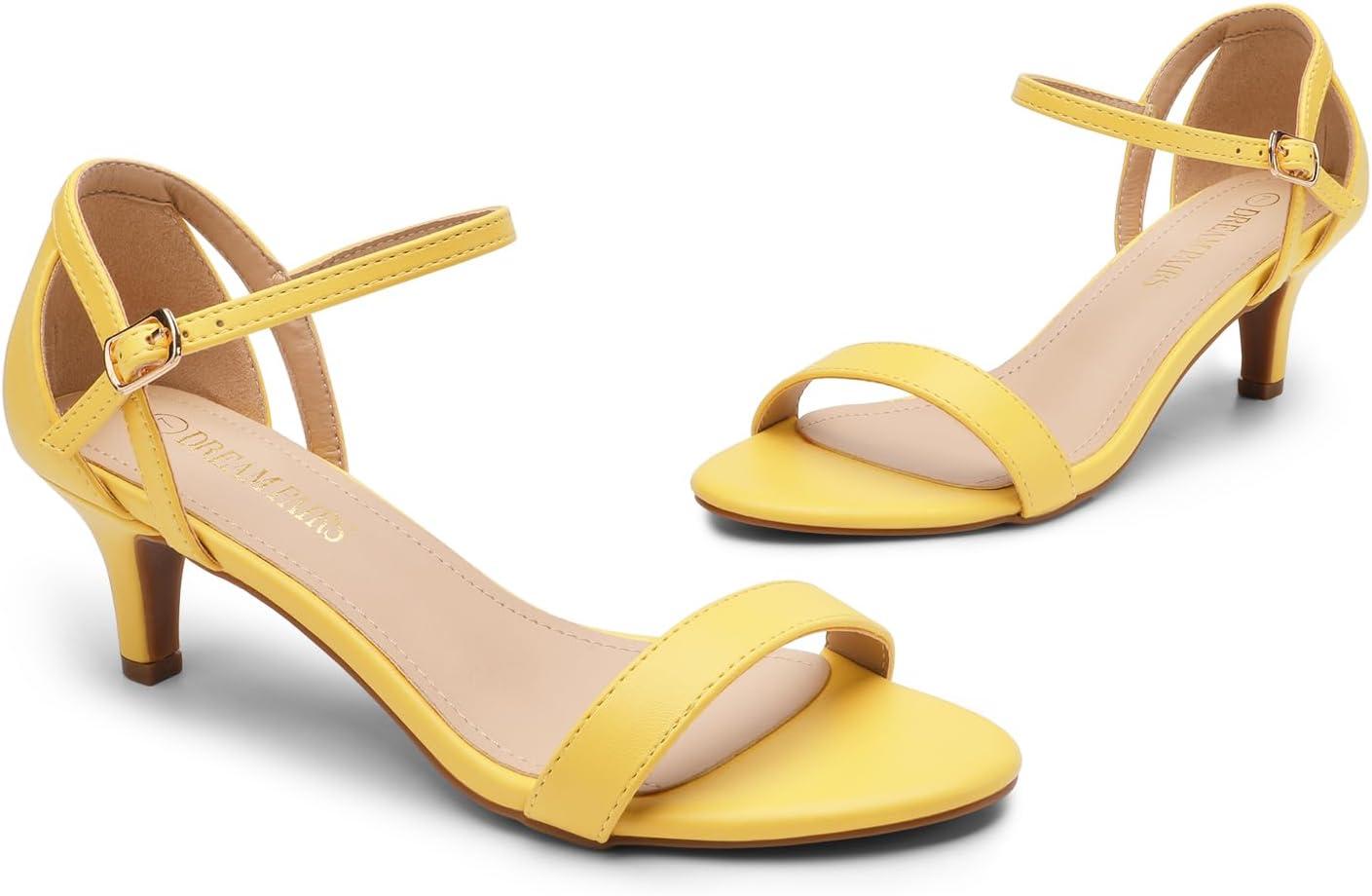 imageDREAM PAIRS Womens Lexii Fashion Stilettos Open Toe Pump Heel SandalsYellow Pu