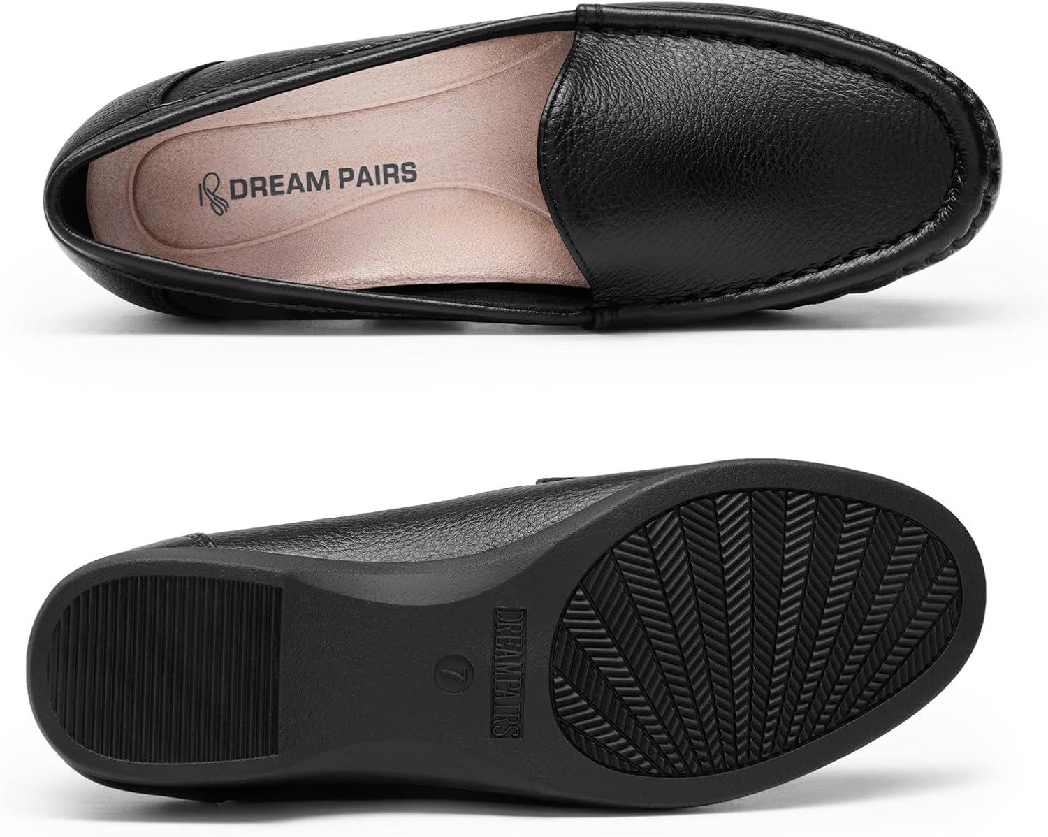 imageDREAM PAIRS Womens Loafers Slip On Casual Comfortable Lightweight Business Work Office Flat Shoes with Arch SupportBlack