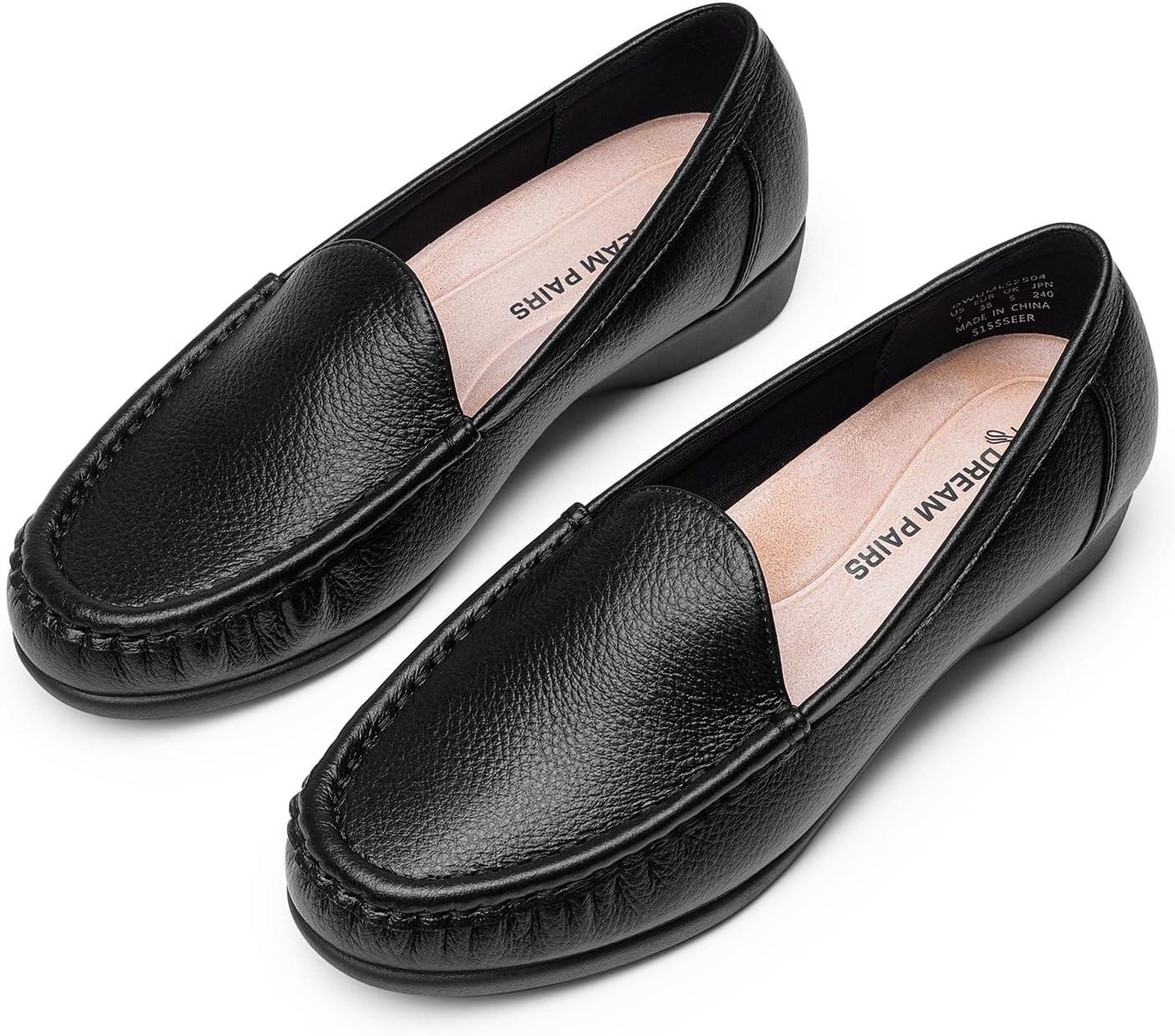 imageDREAM PAIRS Womens Loafers Slip On Casual Comfortable Lightweight Business Work Office Flat Shoes with Arch SupportBlack
