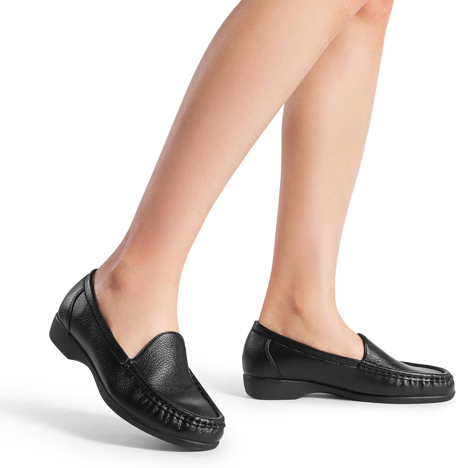 imageDREAM PAIRS Womens Loafers Slip On Casual Comfortable Lightweight Business Work Office Flat Shoes with Arch SupportBlack