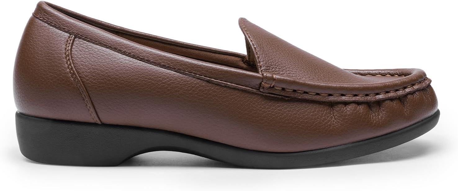 imageDREAM PAIRS Womens Loafers Slip On Casual Comfortable Lightweight Business Work Office Flat Shoes with Arch SupportBrown