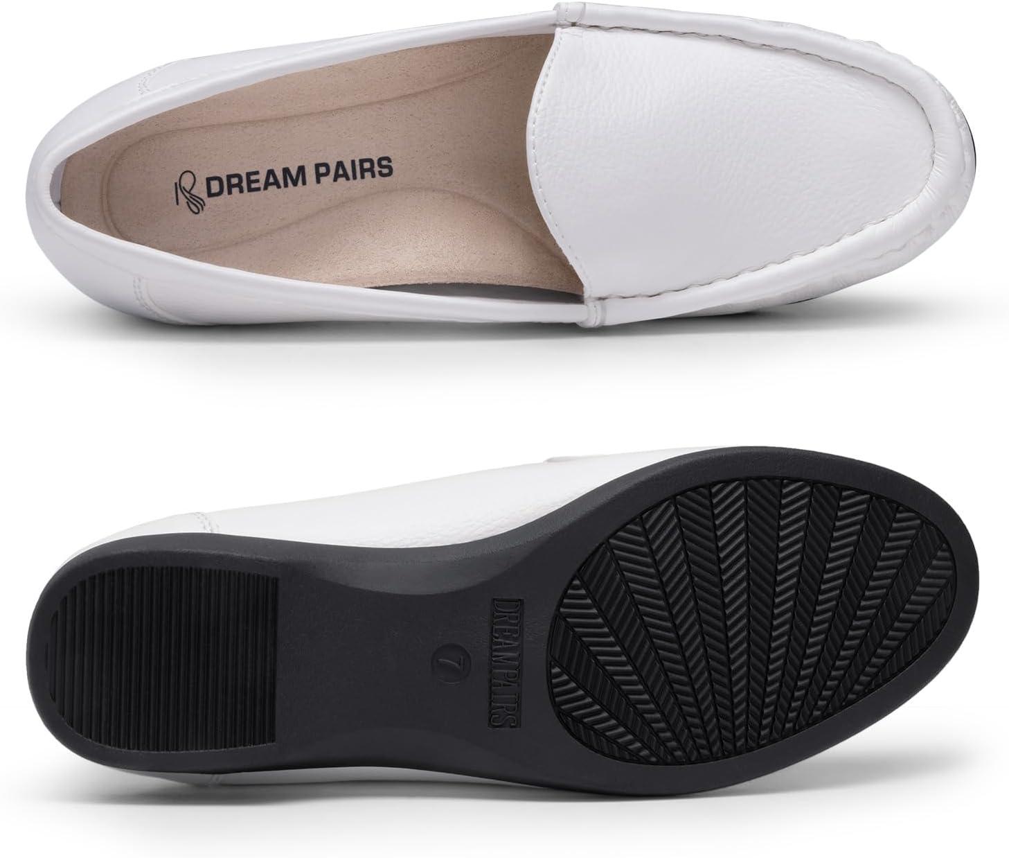 imageDREAM PAIRS Womens Loafers Slip On Casual Comfortable Lightweight Business Work Office Flat Shoes with Arch SupportWhite