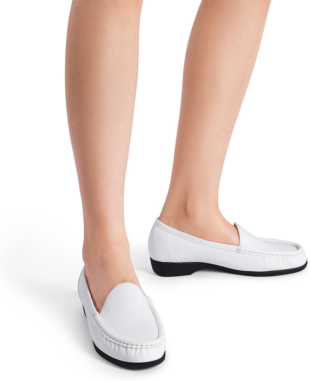 imageDREAM PAIRS Womens Loafers Slip On Casual Comfortable Lightweight Business Work Office Flat Shoes with Arch SupportWhite