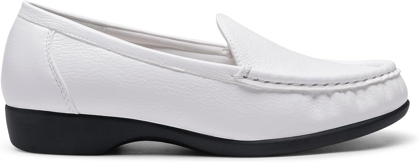imageDREAM PAIRS Womens Loafers Slip On Casual Comfortable Lightweight Business Work Office Flat Shoes with Arch SupportWhite