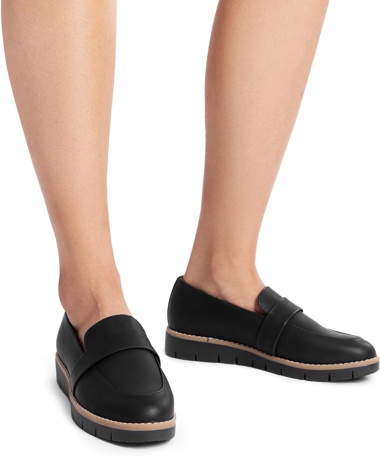 imageDREAM PAIRS Womens Loafers SlipOn Business Casual Work ShoesBlackpu