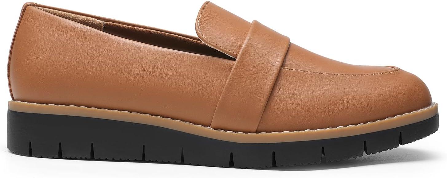 imageDREAM PAIRS Womens Loafers SlipOn Business Casual Work ShoesBrownpu