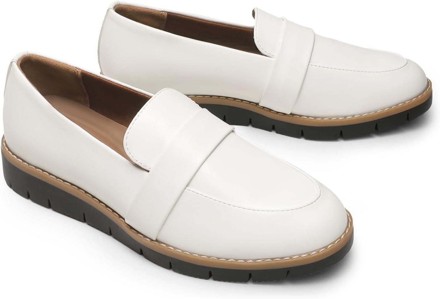 imageDREAM PAIRS Womens Loafers SlipOn Business Casual Work ShoesWhitepu