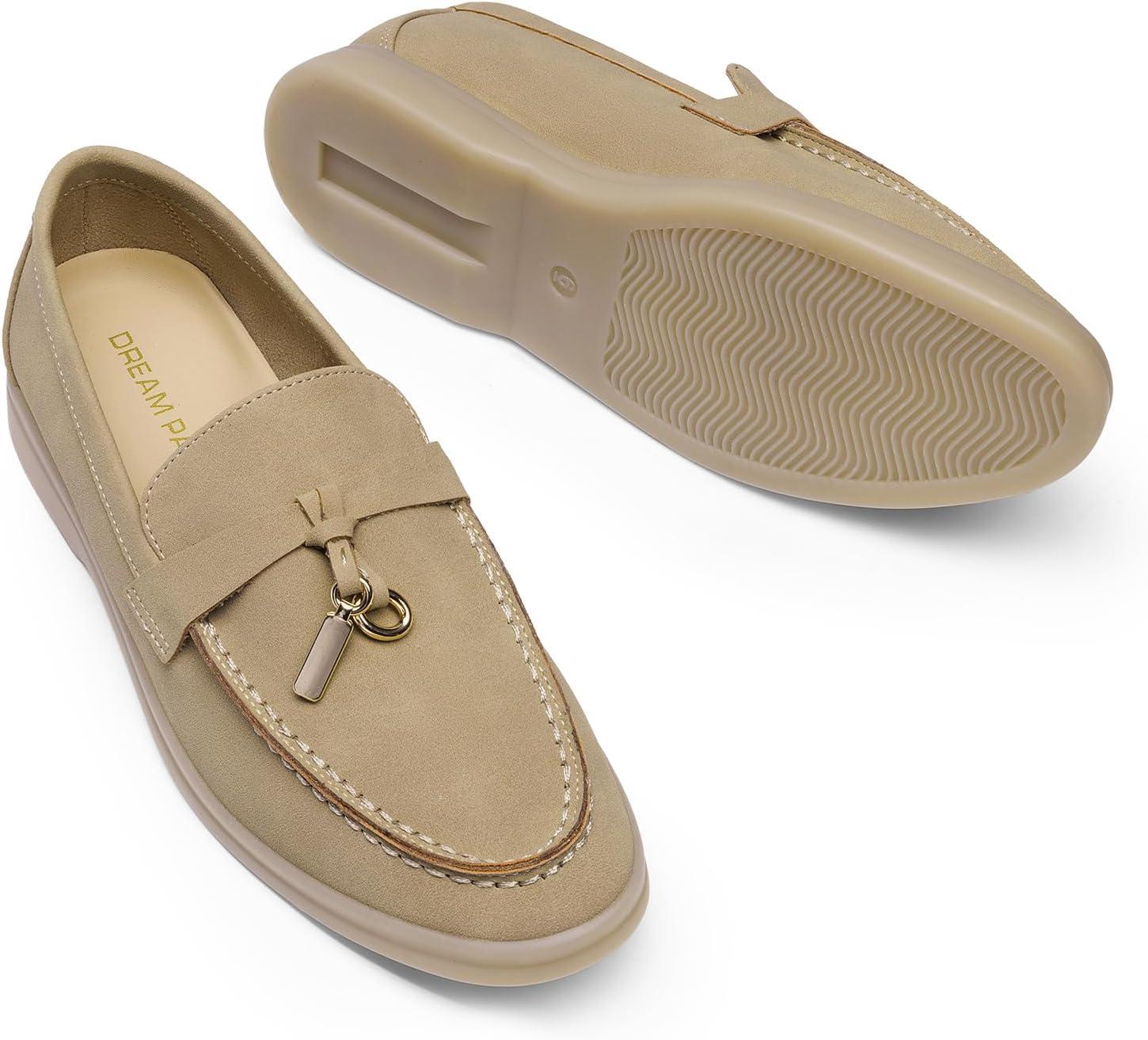 imageDREAM PAIRS Womens Loafers Suede Loafer Slipon Comfortable Casual Dressy Business Work Shoes with Arch SupportApricot