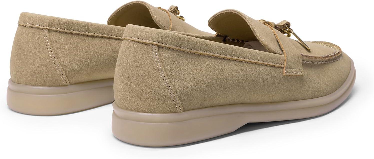 imageDREAM PAIRS Womens Loafers Suede Loafer Slipon Comfortable Casual Dressy Business Work Shoes with Arch SupportApricot