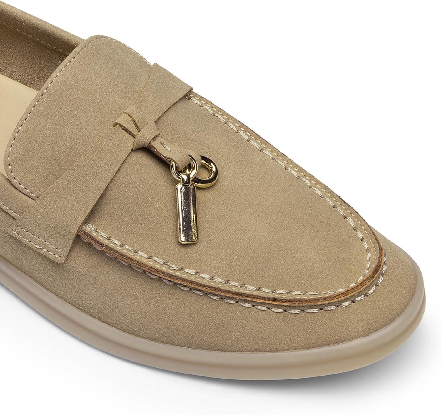 imageDREAM PAIRS Womens Loafers Suede Loafer Slipon Comfortable Casual Dressy Business Work Shoes with Arch SupportApricot