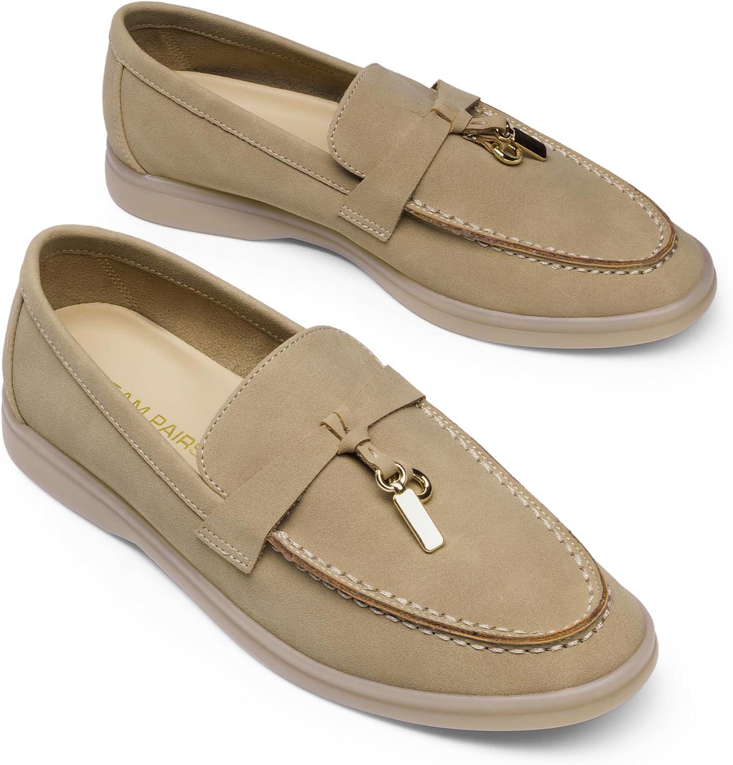 imageDREAM PAIRS Womens Loafers Suede Loafer Slipon Comfortable Casual Dressy Business Work Shoes with Arch SupportApricot