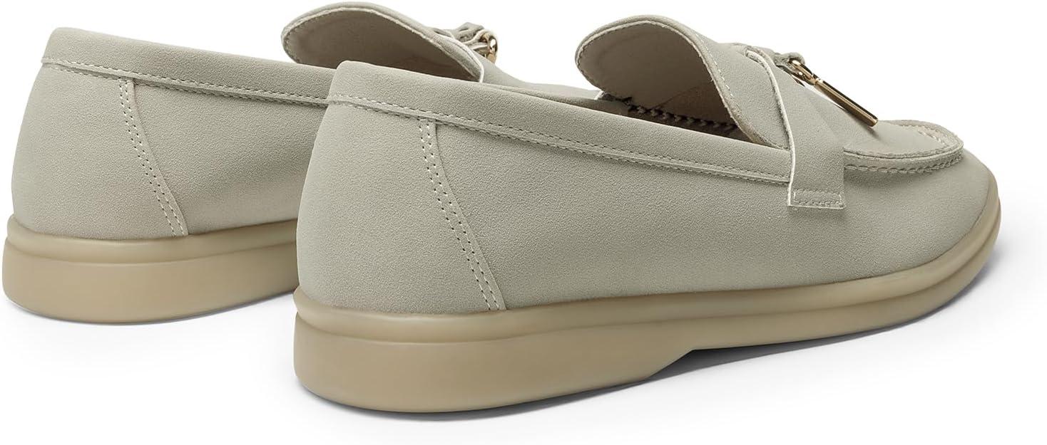 imageDREAM PAIRS Womens Loafers Suede Loafer Slipon Comfortable Casual Dressy Business Work Shoes with Arch SupportLight Grey