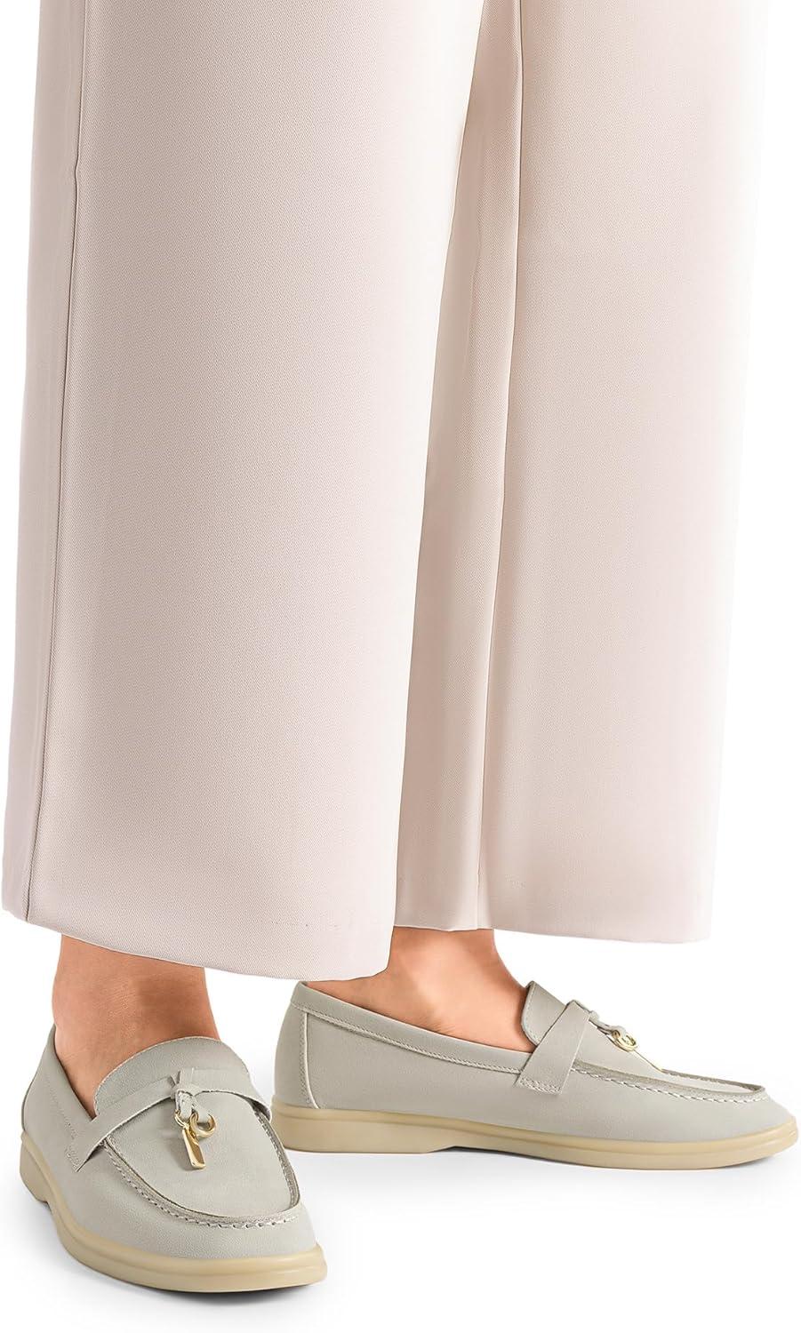 imageDREAM PAIRS Womens Loafers Suede Loafer Slipon Comfortable Casual Dressy Business Work Shoes with Arch SupportLight Grey