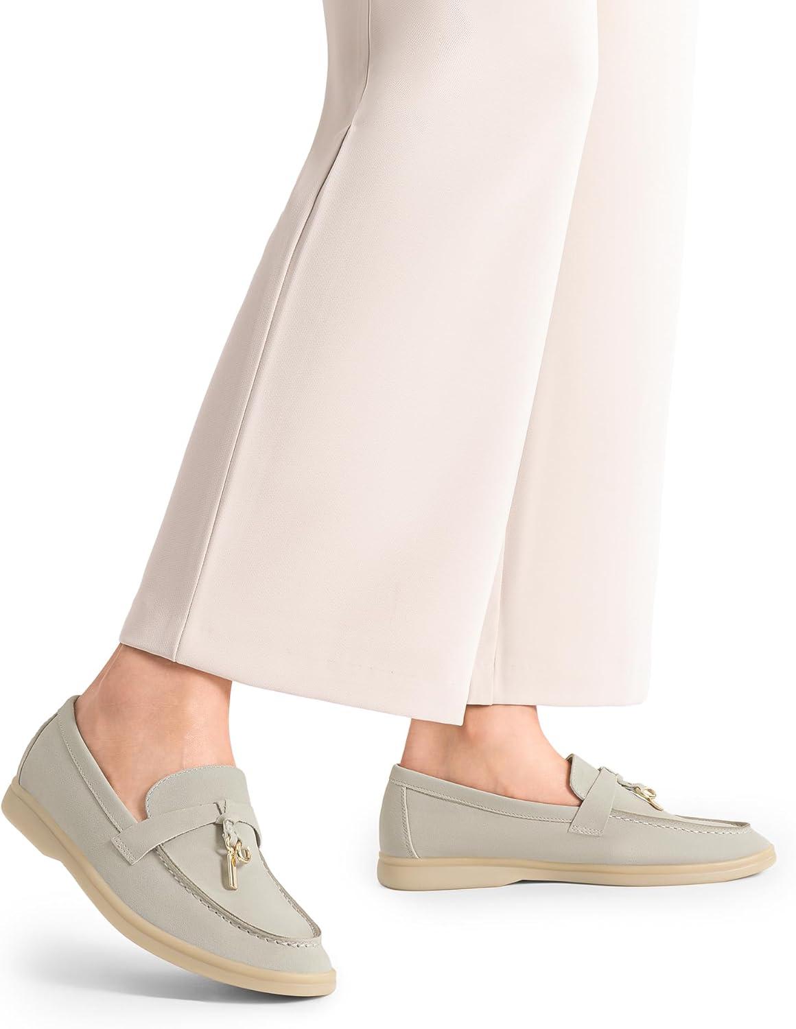 imageDREAM PAIRS Womens Loafers Suede Loafer Slipon Comfortable Casual Dressy Business Work Shoes with Arch SupportLight Grey