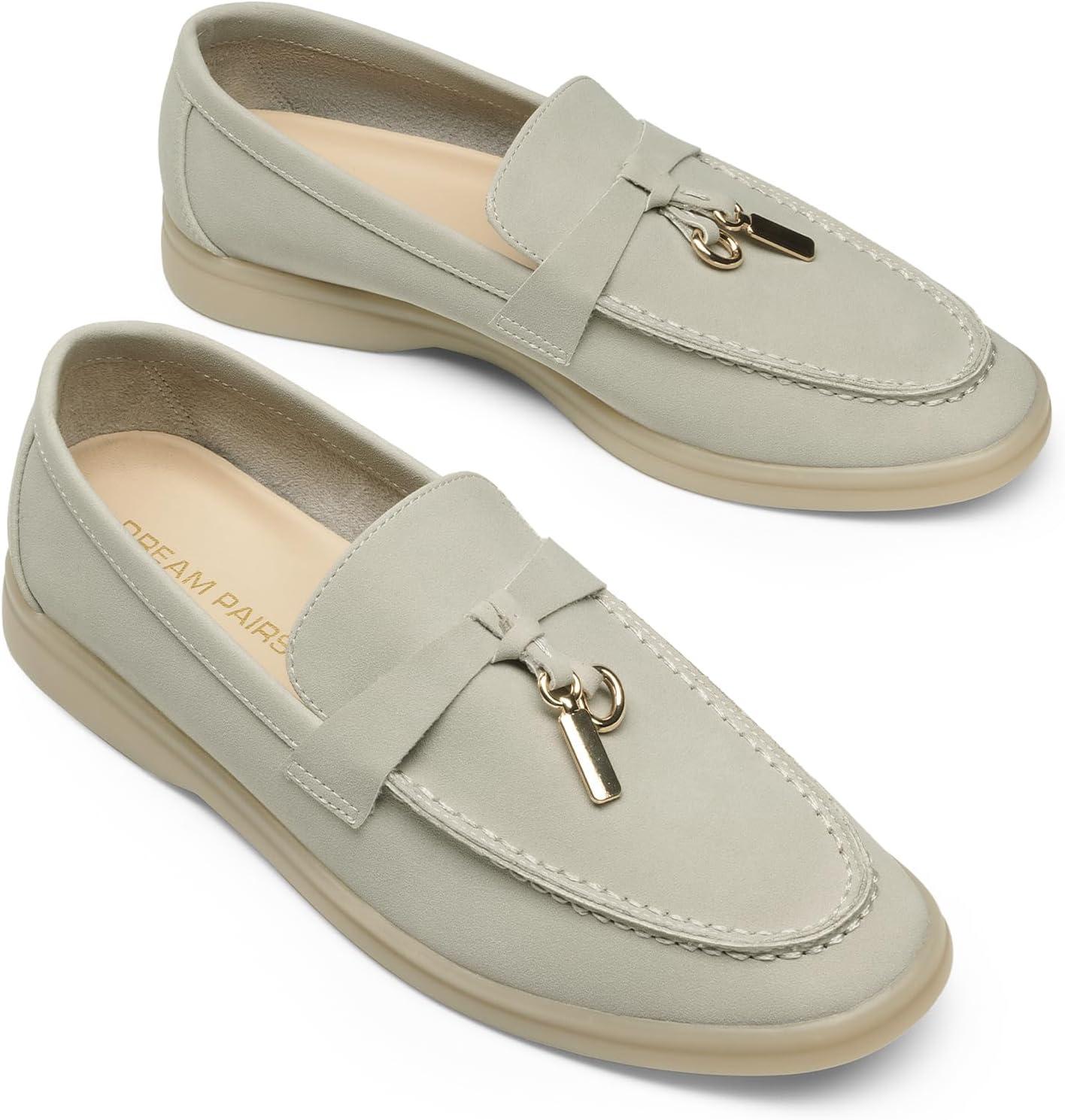 imageDREAM PAIRS Womens Loafers Suede Loafer Slipon Comfortable Casual Dressy Business Work Shoes with Arch SupportLight Grey