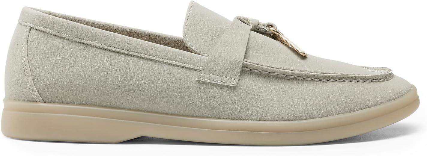 imageDREAM PAIRS Womens Loafers Suede Loafer Slipon Comfortable Casual Dressy Business Work Shoes with Arch SupportLight Grey