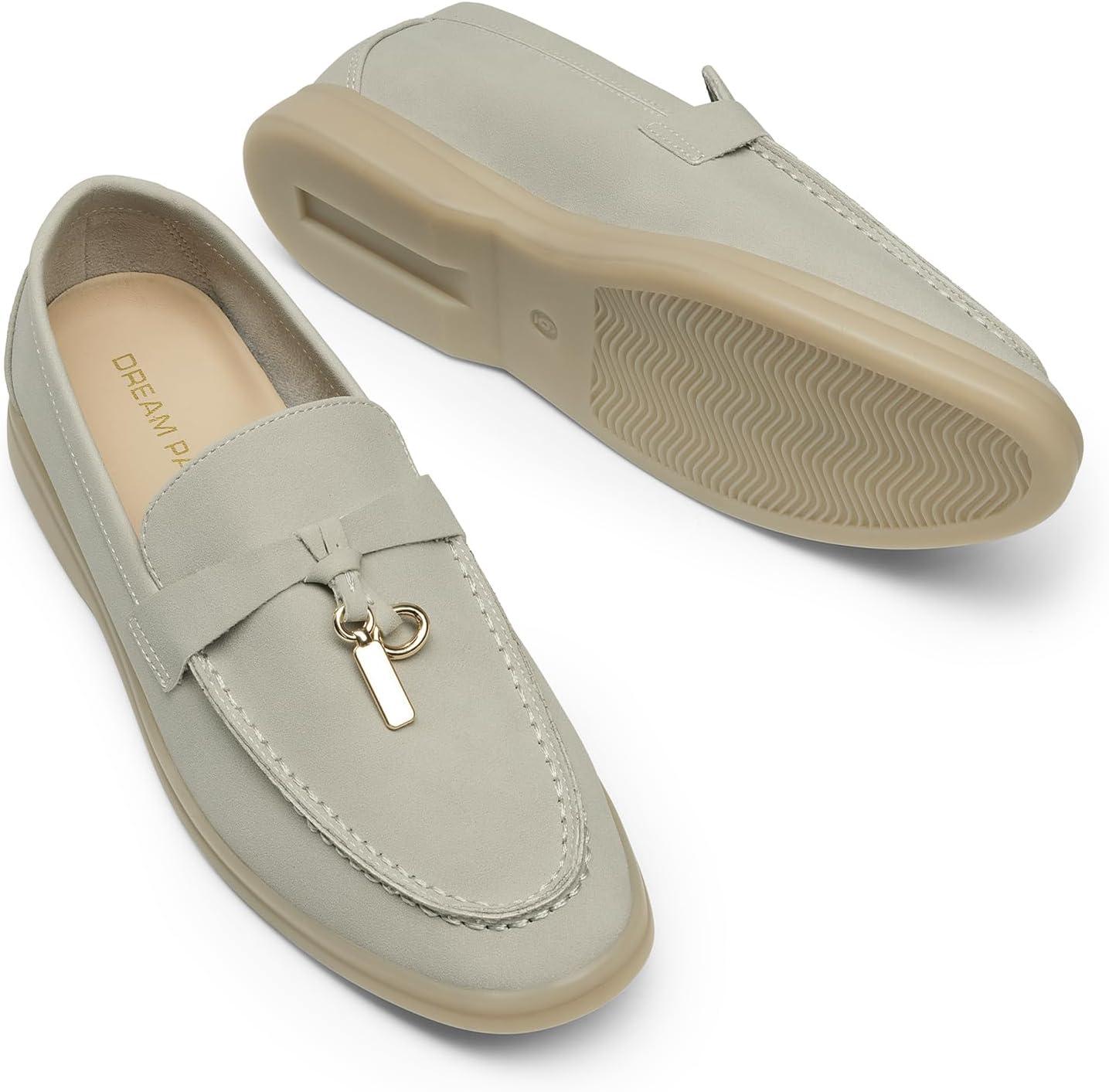 imageDREAM PAIRS Womens Loafers Suede Loafer Slipon Comfortable Casual Dressy Business Work Shoes with Arch SupportLight Grey