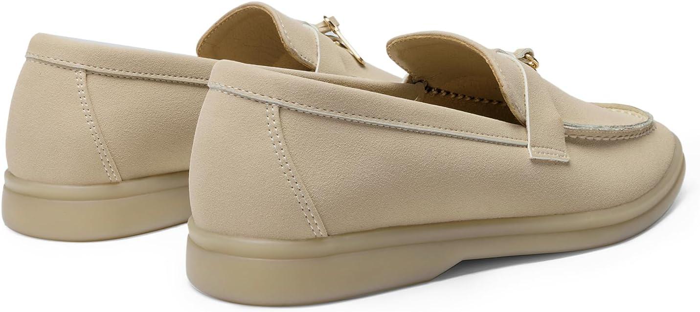imageDREAM PAIRS Womens Loafers Suede Loafer Slipon Comfortable Casual Dressy Business Work Shoes with Arch SupportNude