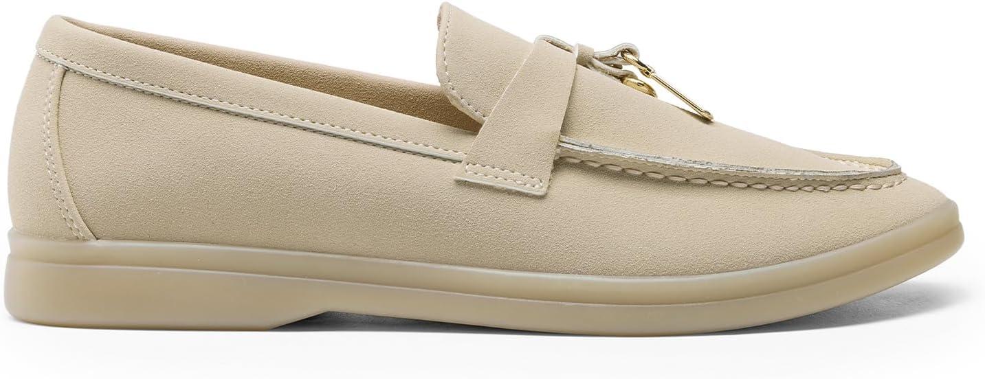 imageDREAM PAIRS Womens Loafers Suede Loafer Slipon Comfortable Casual Dressy Business Work Shoes with Arch SupportNude
