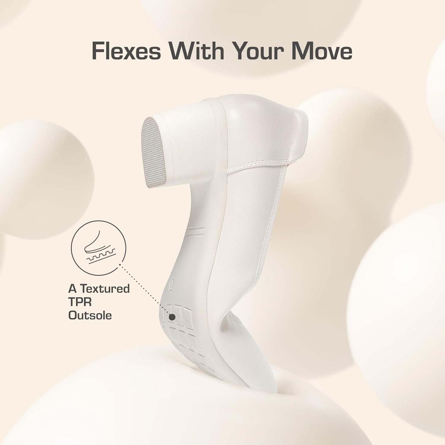 imageDREAM PAIRS Womens Low Chunky Block Heel Dress Shoes Closed Round Toe Comfortable Heels Work Wedding Office Pumps ShoesWhite